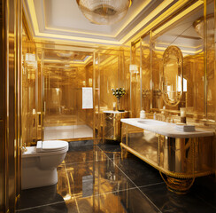 luxury style bathroom, gold tone