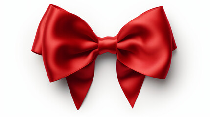 A large red bow on a white background