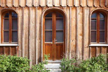 Arcachon bay. L´Herbe picturesque oyster village. Wooden facade. Aquitaine, France