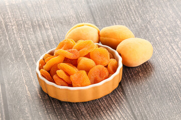 Dried apricot heap in the bowl