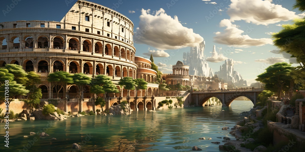 Wall mural a beautiful view of ancient roman architecture. ancient city