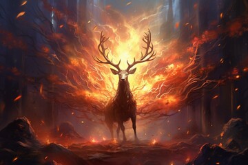 Majestic elk from fantasy books, evoking wonder, imagination, and magic. Generative AI