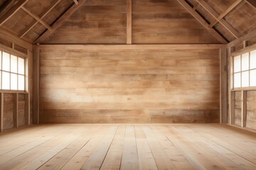 Muji style, Empty wooden room, Cleaning japandi room interior.