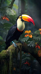 Fototapeta premium Toucans is the most beautiful birds in the world, ranked number 4 in natural beauty.