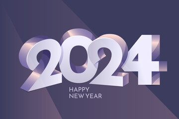 poster with large 3d numbers 2024 Happy New Year
