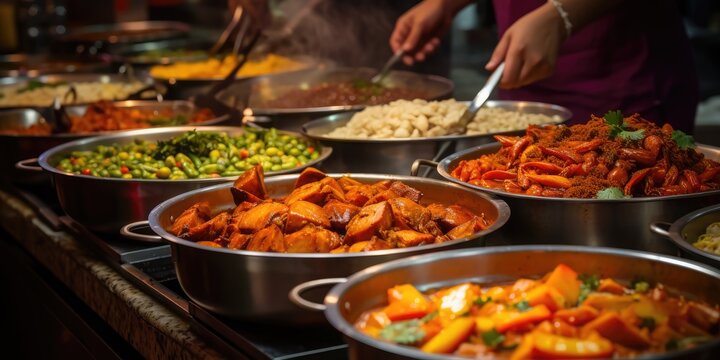 Oriental food - Indian takeaway at a market
