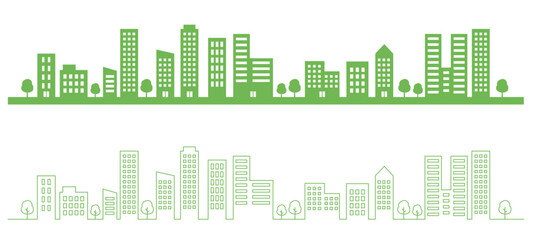 Obraz premium シンプルなビルのイラストセット