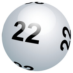 Boule de loto blanche n° 22 en PNG