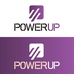 power up minimal logo with icon design editable template, modern logo, sports logo, business