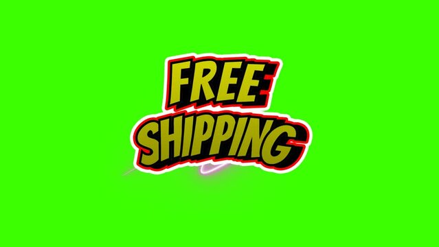 Animation Free Shipping slogan for online e-commerce business, motion effect video footage on green screen to design your business promotion animated video
