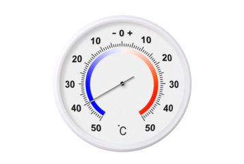Celsius scale thermometer isolated on transparent background. Ambient temperature minus 40 degrees