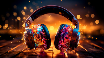 Abstract conceptual headphones from the future - obrazy, fototapety, plakaty