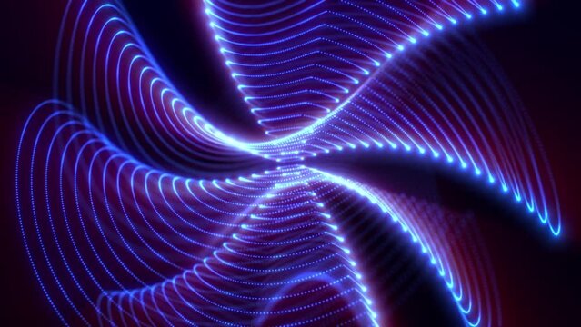 Futuristic rotation of spiral shape emitting bright rays of light, abstract th technology motion background