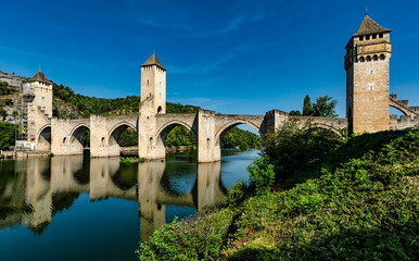 Pont Valentre across the Lot River in Cahors south west France