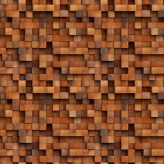 Seamless repeat pattern of wooden square blocks. Wood textured background, AI generative abstract illustration.