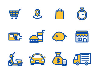 icon set of ride share service