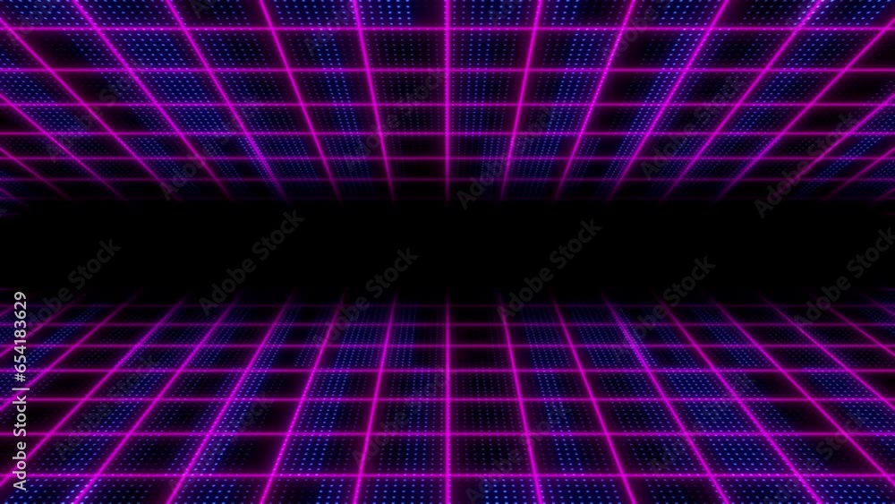 Poster dynamic retro background. 80s, 90s retro futurism, retro cyber grid. sci-fi wireframe grid. seamless