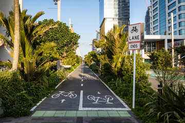 cycleway on quay street, auckland city waterfront, New Zealand