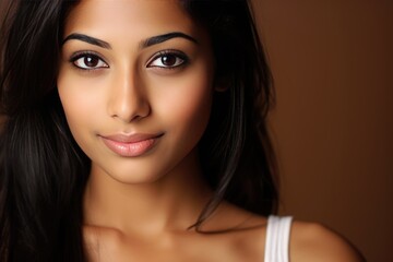 Fototapeta premium Closeup Portrait Of Young Indian Model With Copyspace