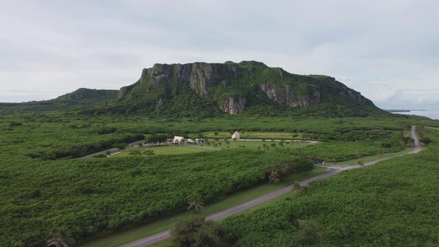Pull in shot of suicide cliff in Saipan, Northern Mariana Islands