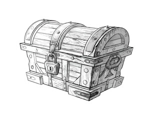 Obraz premium Hand drawn magic treasure chest. Isolated.