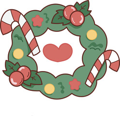 Christmas Set Cartoon Cute Little Santa Gift Holiday Decoration Illustration