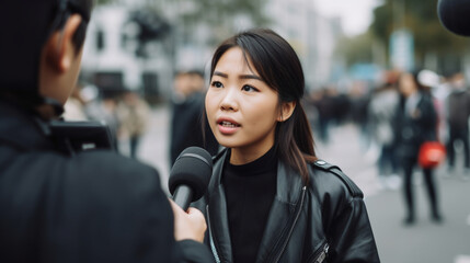 Interview on the street. Generative AI