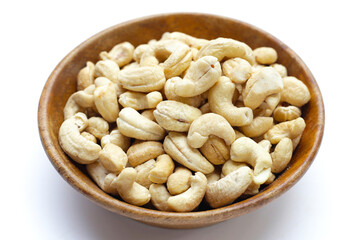 Cashew nuts on white background.