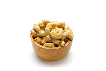 Cashew nuts on white background.