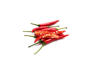 Red chili peppers on white background