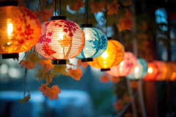 cluster of glowing paper lanterns