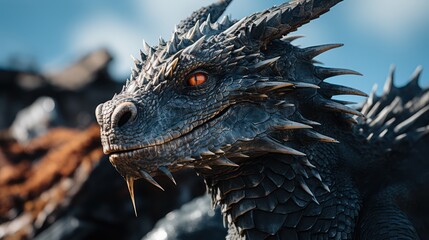 close up of a head of a dragon