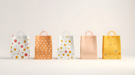Festive gift bags with cheerful designs ready for a party. - obrazy, fototapety, plakaty