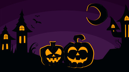 halloween background with pumpkin and bats