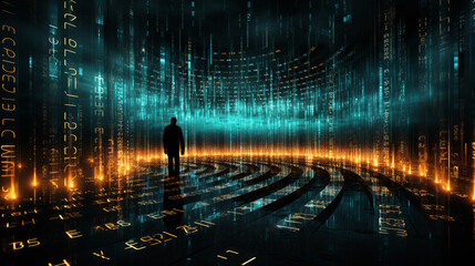 Big data, Binary Code, Abstract technology background wallpaper