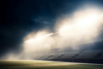 Empty seats smoke stadium. Light space. Generate Ai