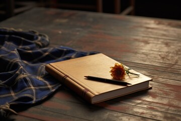 Naklejka na ściany i meble a small notebook lying next to a large book