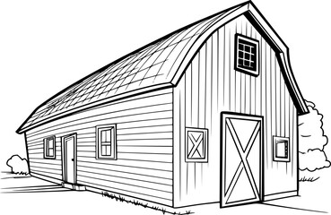 coloring page of barn