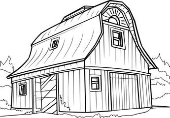 coloring page of barn