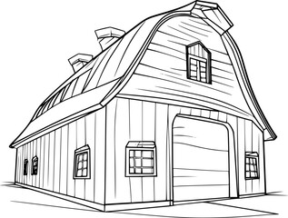 coloring page of barn - obrazy, fototapety, plakaty