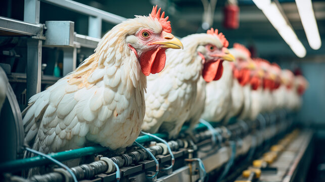 Chicken farm, eggs and poultry production