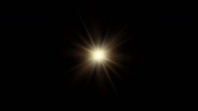 Golden star light rotate on black background. Glowing light effect for Screen blend mode