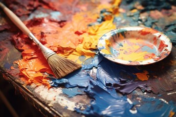 Obraz premium two different color paints being mixed together on a palette