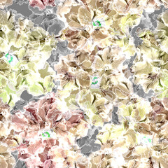 Seamless floral watercolor pattern. Yellow-brown flowers on a gray background.