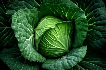 Green cabbage. Leaf fresh food. Generate Ai