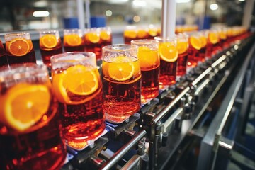 Beverage assembly line creates limited amount of small-sized drinks. Generative AI