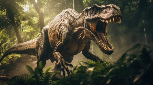 tyrannosaurus rex in the forest