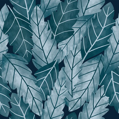 seamless pattern of blue leaves nature illustration 
