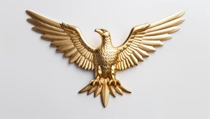 Gordijnen A gold eagle shaped object © Anything Design