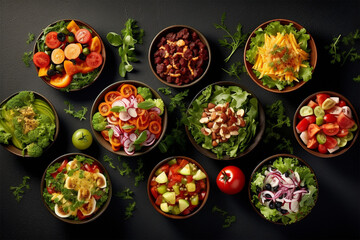 Top view of delicious healthy salad